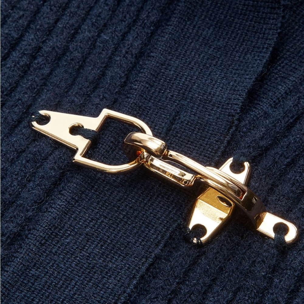 Commense Navy Ribbed Knit Cardigan with Gold Hardware - Picture 4 of 12
